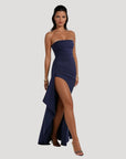 Maxi Dress Black Strapless High Slit Elegance 4