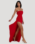Maxi Dress Black Strapless High Slit Elegance 7