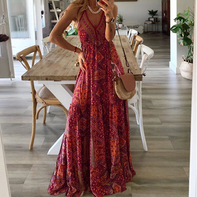 Maxi Dress Floral V Neck Relaxed Fit 1