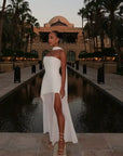 Maxi Dress High Slit Asymmetrical Hem Modern Design Evening Wear 3