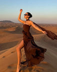 Maxi Dress High Slit Asymmetrical Hem Modern Design Evening Wear 5