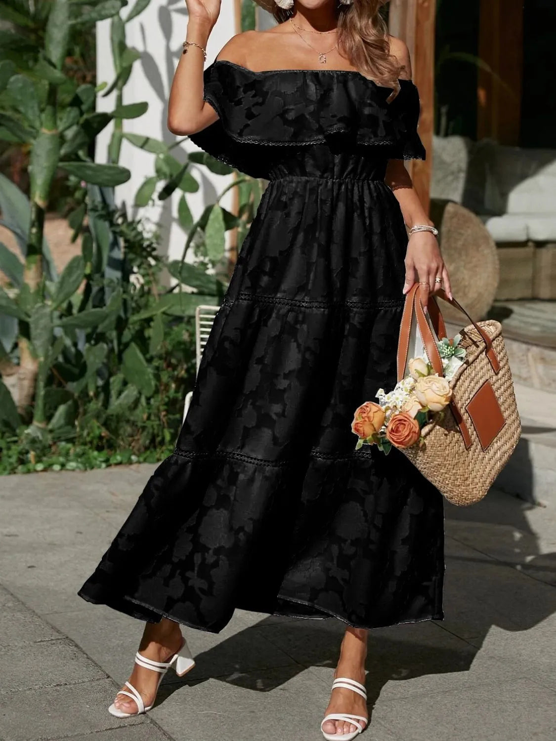 Maxi Dress Off-Shoulder Tiered Summer Style 10