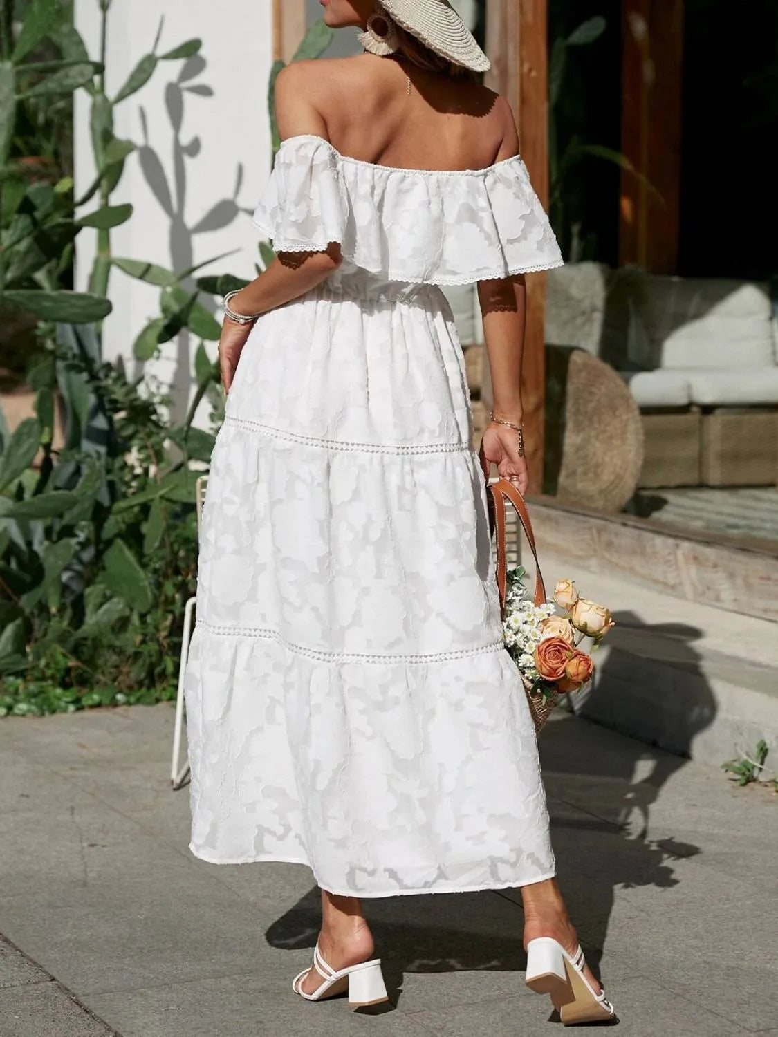 Maxi Dress Off-Shoulder Tiered Summer Style 3
