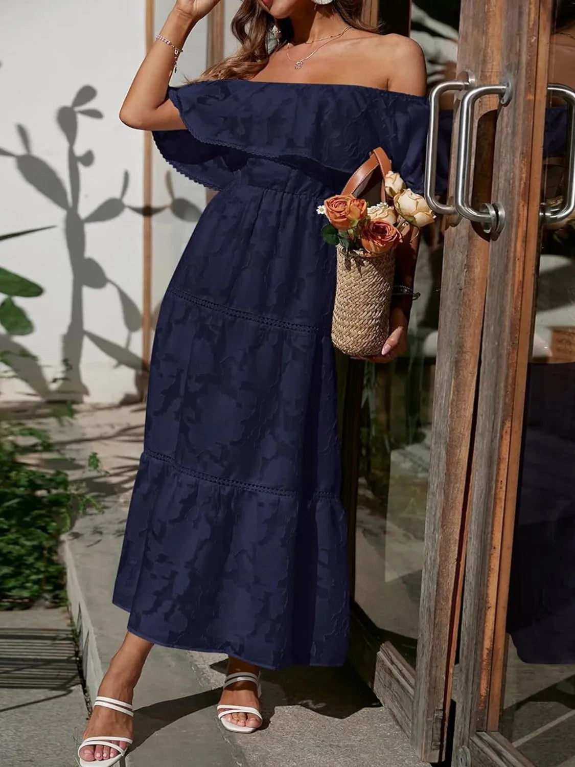 Maxi Dress Off-Shoulder Tiered Summer Style 4