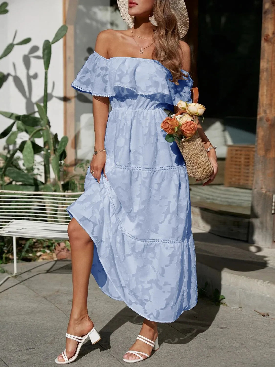 Maxi Dress Off-Shoulder Tiered Summer Style 8