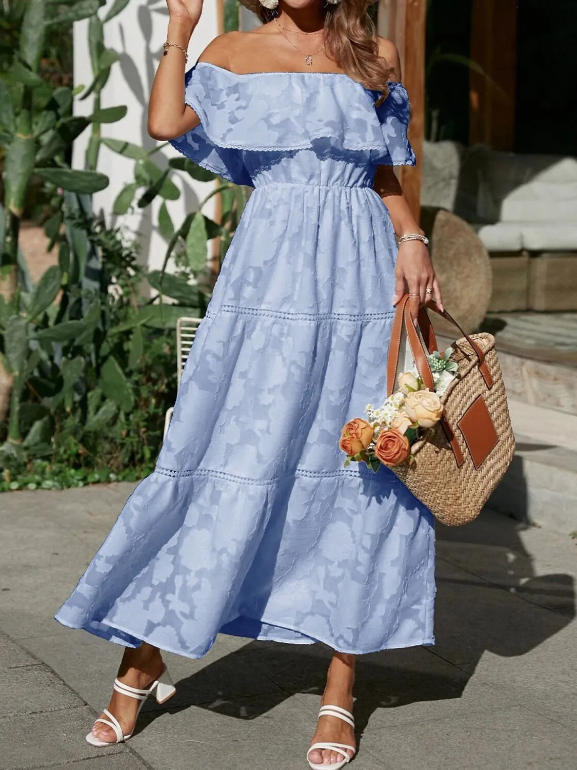 Maxi Dress Off-Shoulder Tiered Summer Style 9