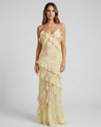 Maxi Dress Ruffle Design Flowing Silhouette Pastel Colors Evening Wear 2