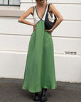 Maxi Dress V-Neck Bold Contrast Design Flattering Silhouette Modern Style Women 3