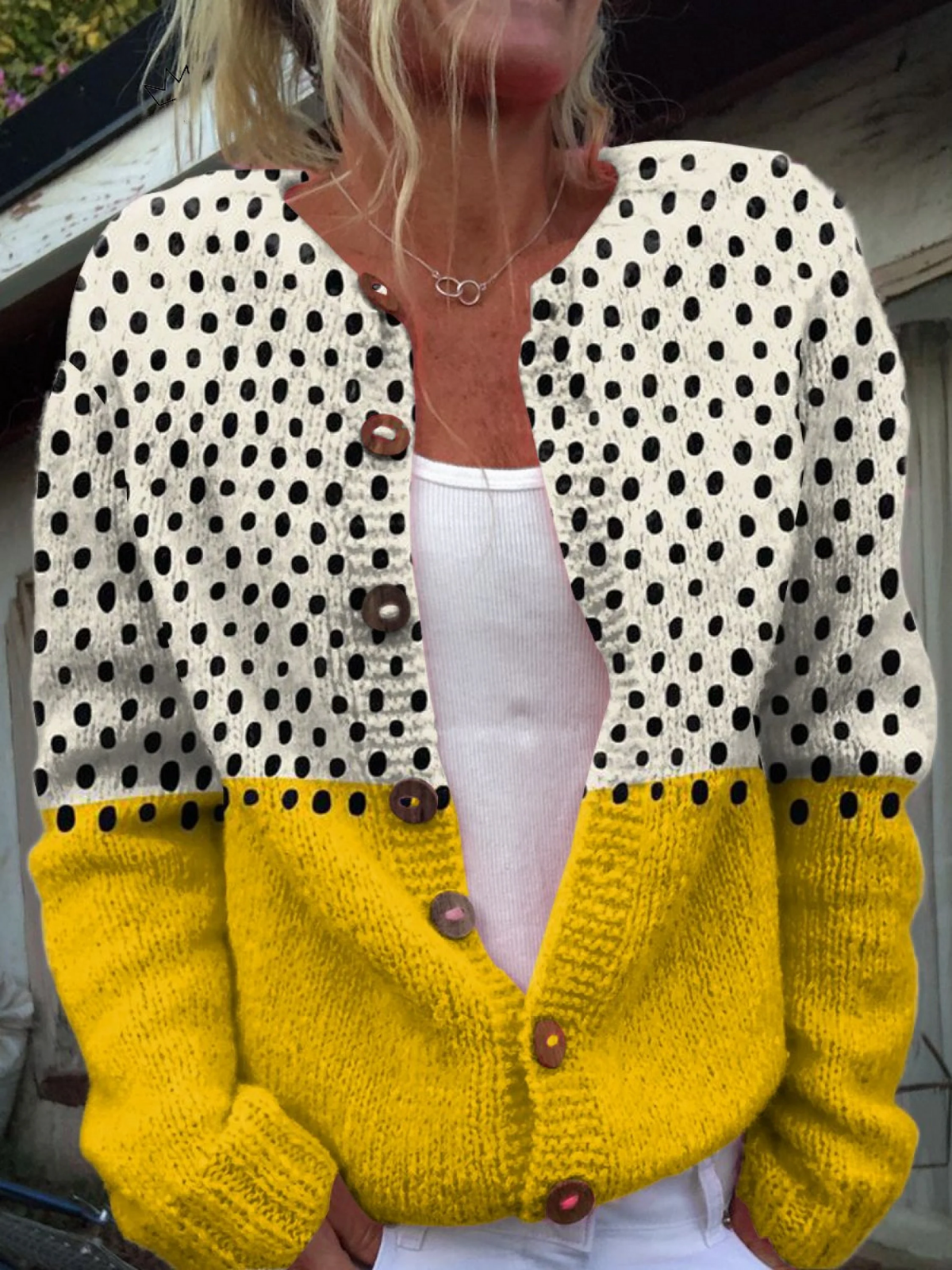 Women's multicolour open front chunky knit cardigan