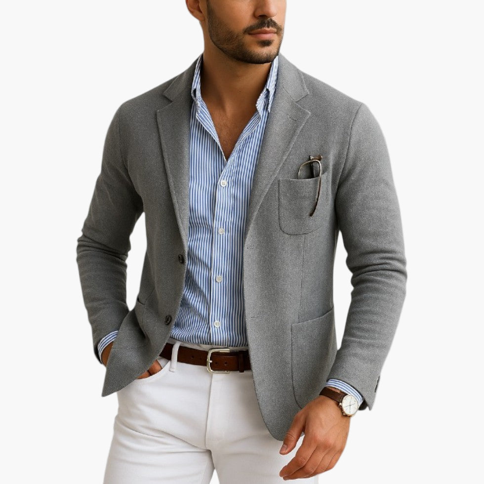men's grey classic tailored lapel collar blazer