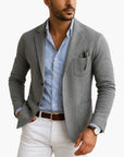 men's grey classic tailored lapel collar blazer