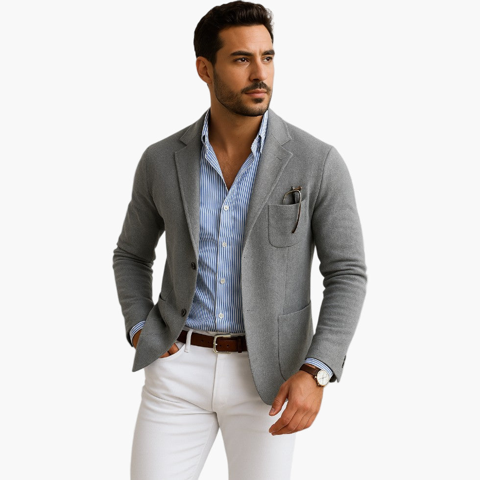 men's grey classic tailored lapel collar blazer