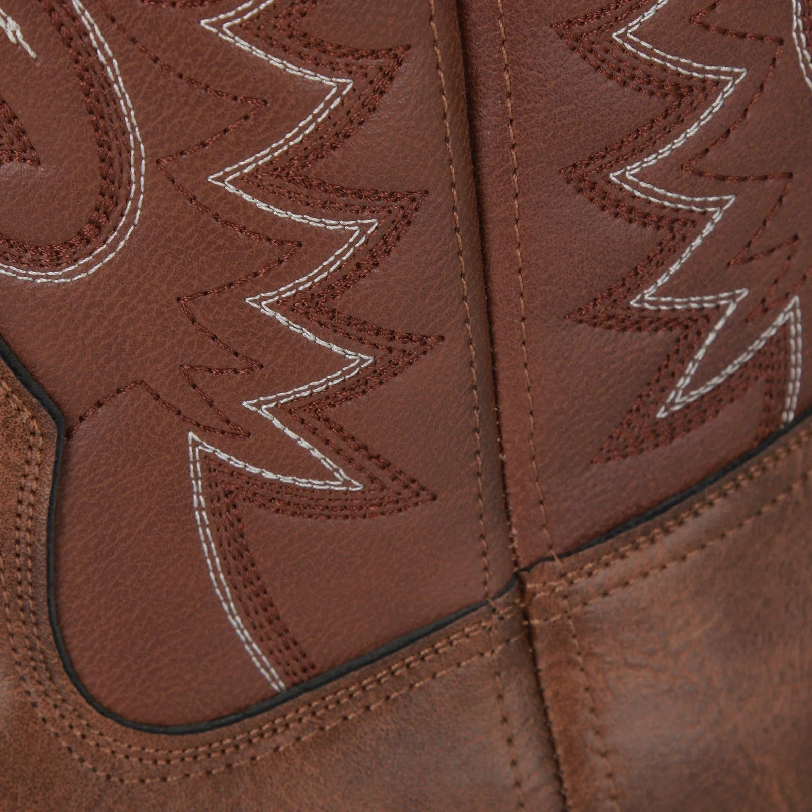 Men's brown cowboy boots with decorative western stitching and classic pointed toe
