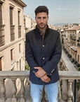 men's slim fit wool blend coat with detachable zip collar