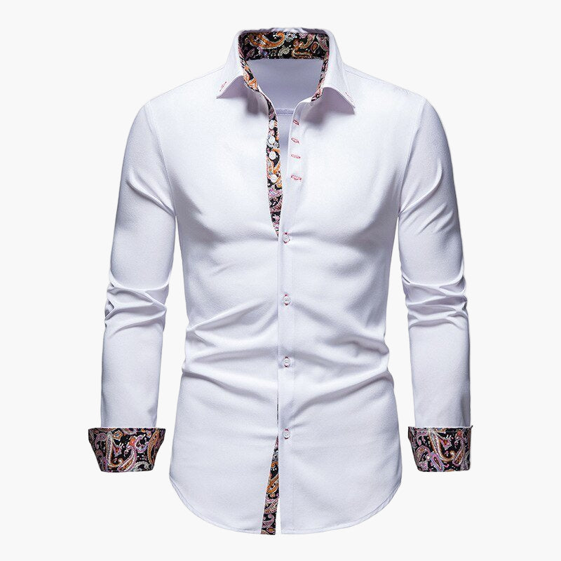 Men's business shirt long sleeve slim fit in white