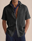 Men's Shirt Short Sleeve Linen Relaxed Fit 3