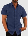 Men's Shirt Short Sleeve Relaxed Fit Dual Pockets 0