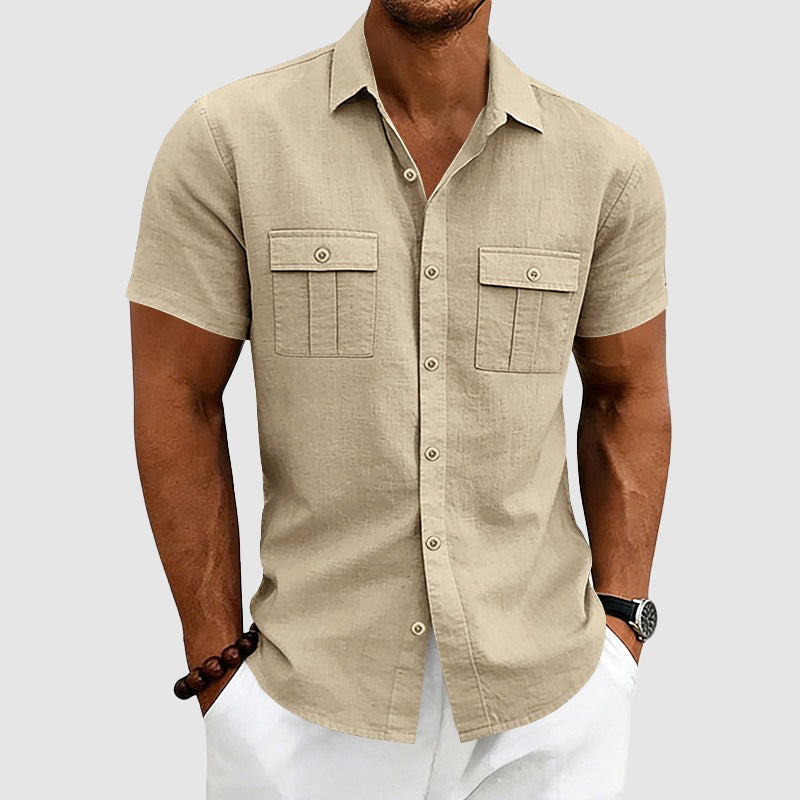 Men's Shirt Short Sleeve Utility Pocket Relaxed Fit 0