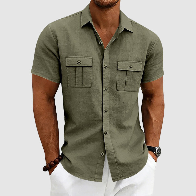 Men's Shirt Short Sleeve Utility Pocket Relaxed Fit 1