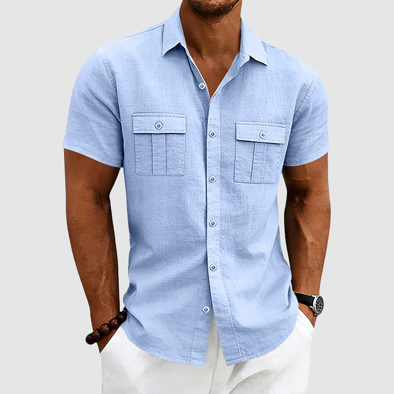Men's Shirt Short Sleeve Utility Pocket Relaxed Fit 2