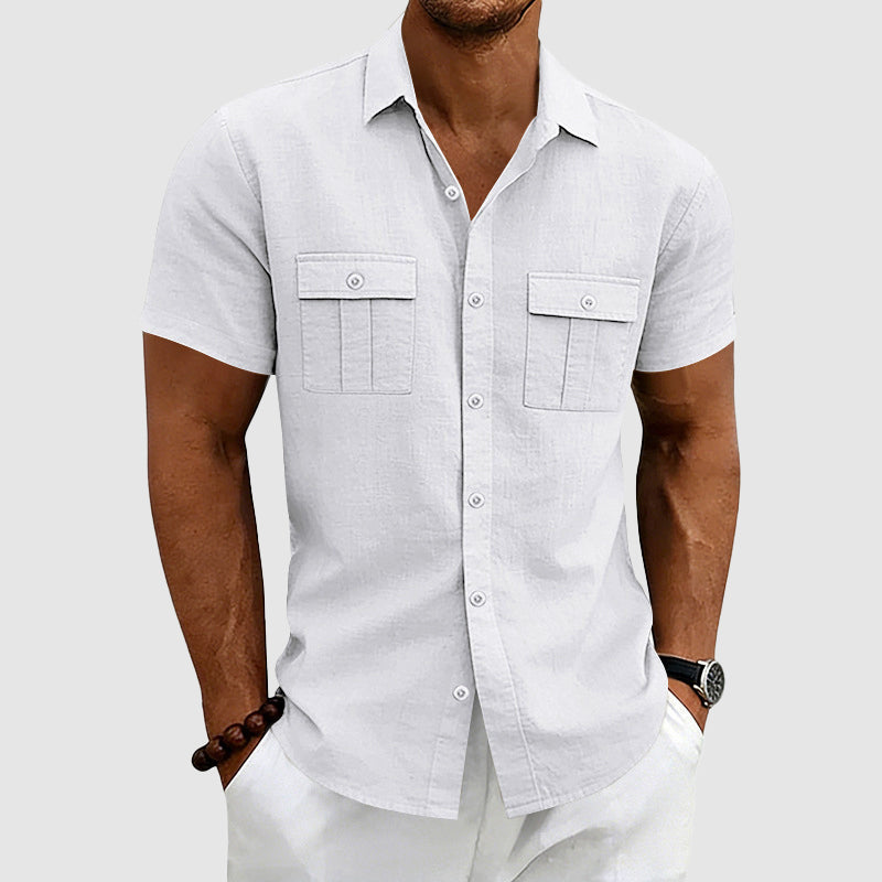 Men's Shirt Short Sleeve Utility Pocket Relaxed Fit 3