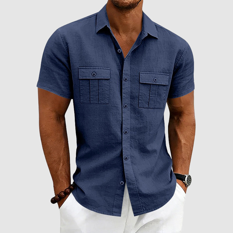 Men's Shirt Short Sleeve Utility Pocket Relaxed Fit 4