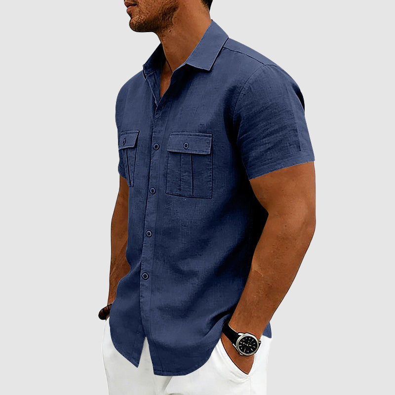 Men's Shirt Short Sleeve Utility Pocket Relaxed Fit 5
