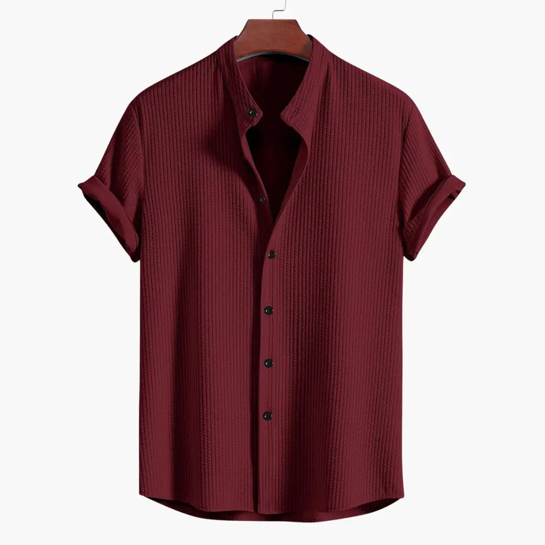 Men's Shirt Slim Fit Stand Collar Elegant Design Modern Style 9