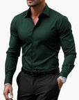 Men's slim fit business shirt long sleeve in black