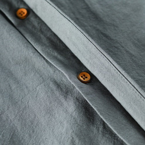 Men's mandarin collar shirt long sleeve in navy blue