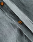 Men's mandarin collar shirt long sleeve in navy blue