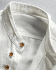 Men's mandarin collar shirt long sleeve in navy blue
