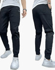 Men's stretch cargo pants slim tapered fit in black