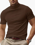 Men's T-Shirt Short Sleeve Turtleneck Fitted Body Plain Design Casual Wear 4