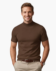Men's T-Shirt Short Sleeve Turtleneck Fitted Body Plain Design Casual Wear 5