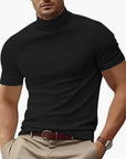 Men's T-Shirt Short Sleeve Turtleneck Fitted Body Plain Design Casual Wear 6