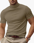 Men's T-Shirt Short Sleeve Turtleneck Fitted Body Plain Design Casual Wear 9