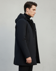 men's black hooded waterproof windproof winter jacket