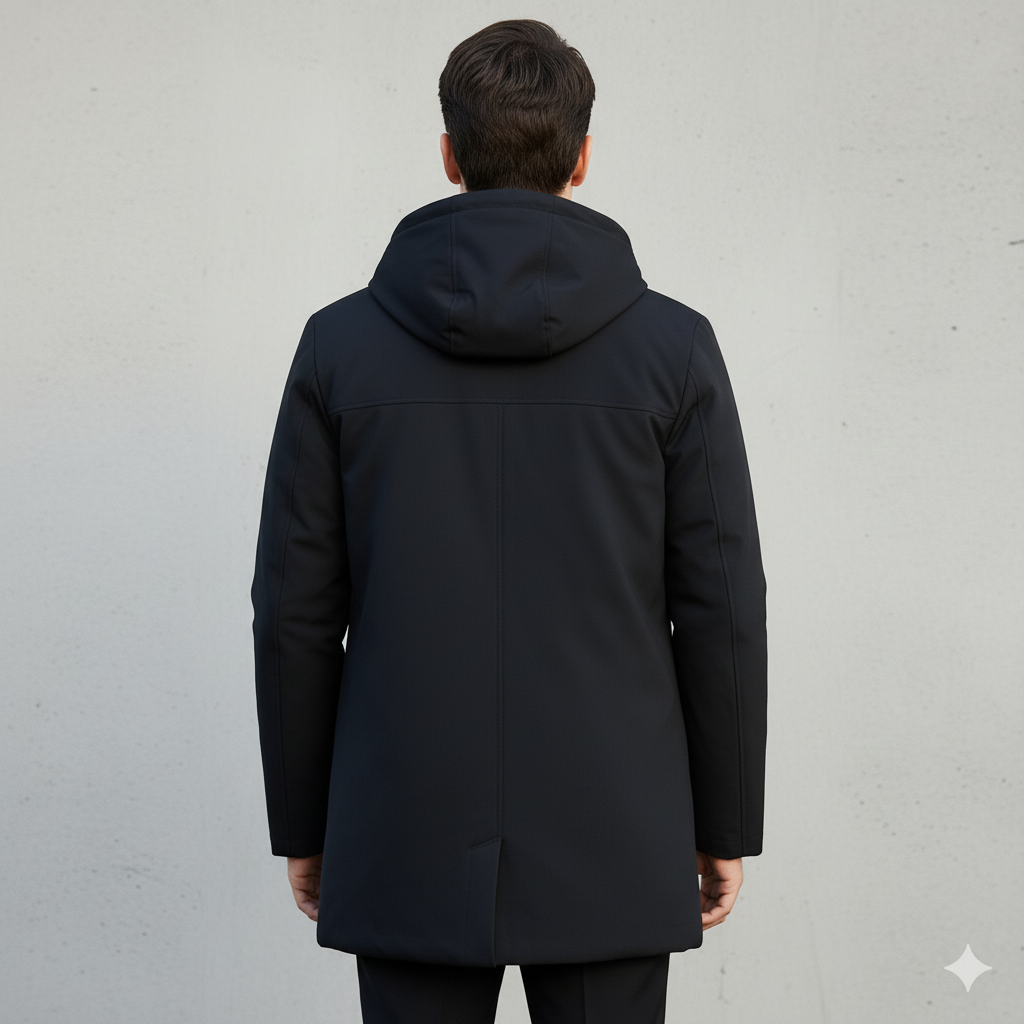 men's black hooded waterproof windproof winter jacket