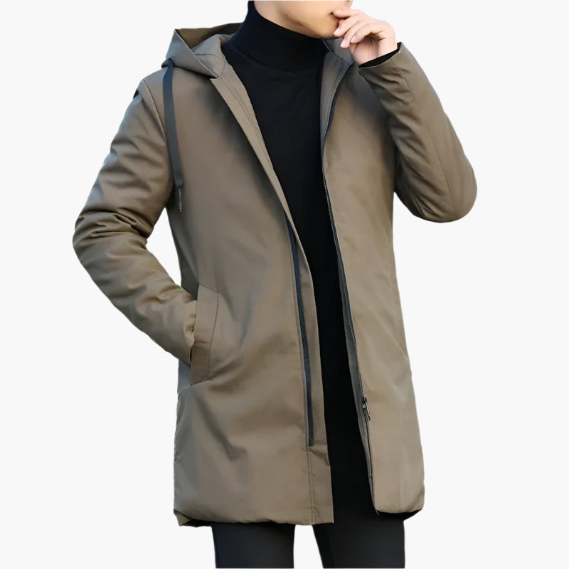 men's black hooded waterproof windproof winter jacket