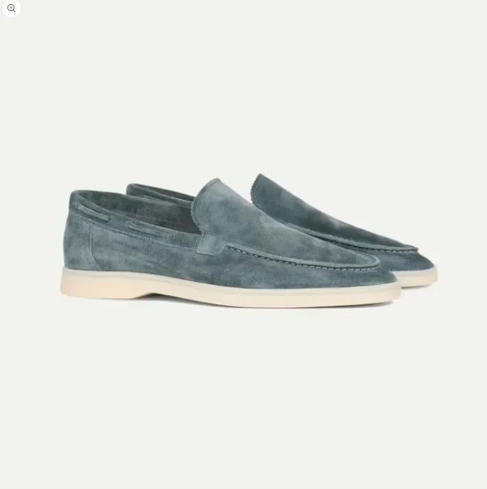 Men's Yacht Loafers Slip-On Design Rubber Sole Frosted Suede Casual Footwear 2