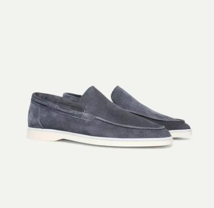 Men's Yacht Loafers Slip-On Design Rubber Sole Frosted Suede Casual Footwear 4