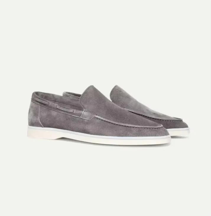 Men's Yacht Loafers Slip-On Design Rubber Sole Frosted Suede Casual Footwear 5