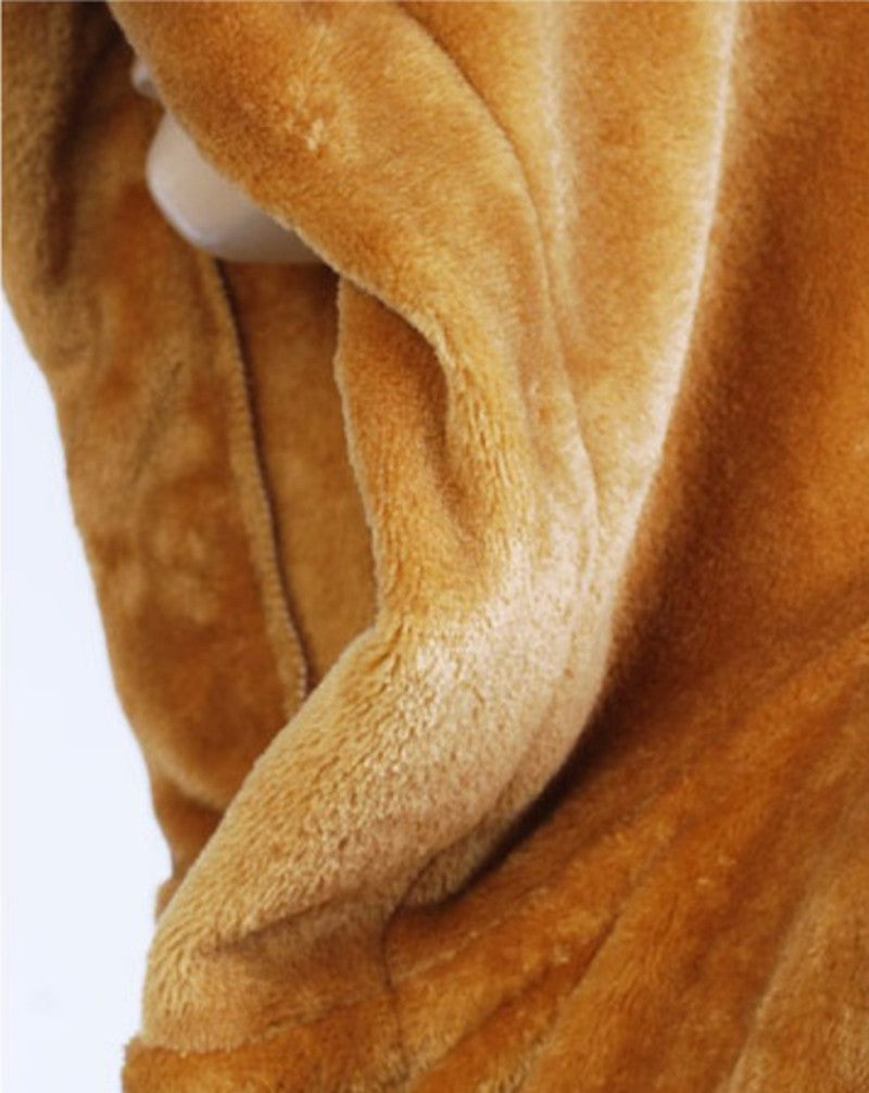 Men's black hooded dressing gown full-length fleece loungewear