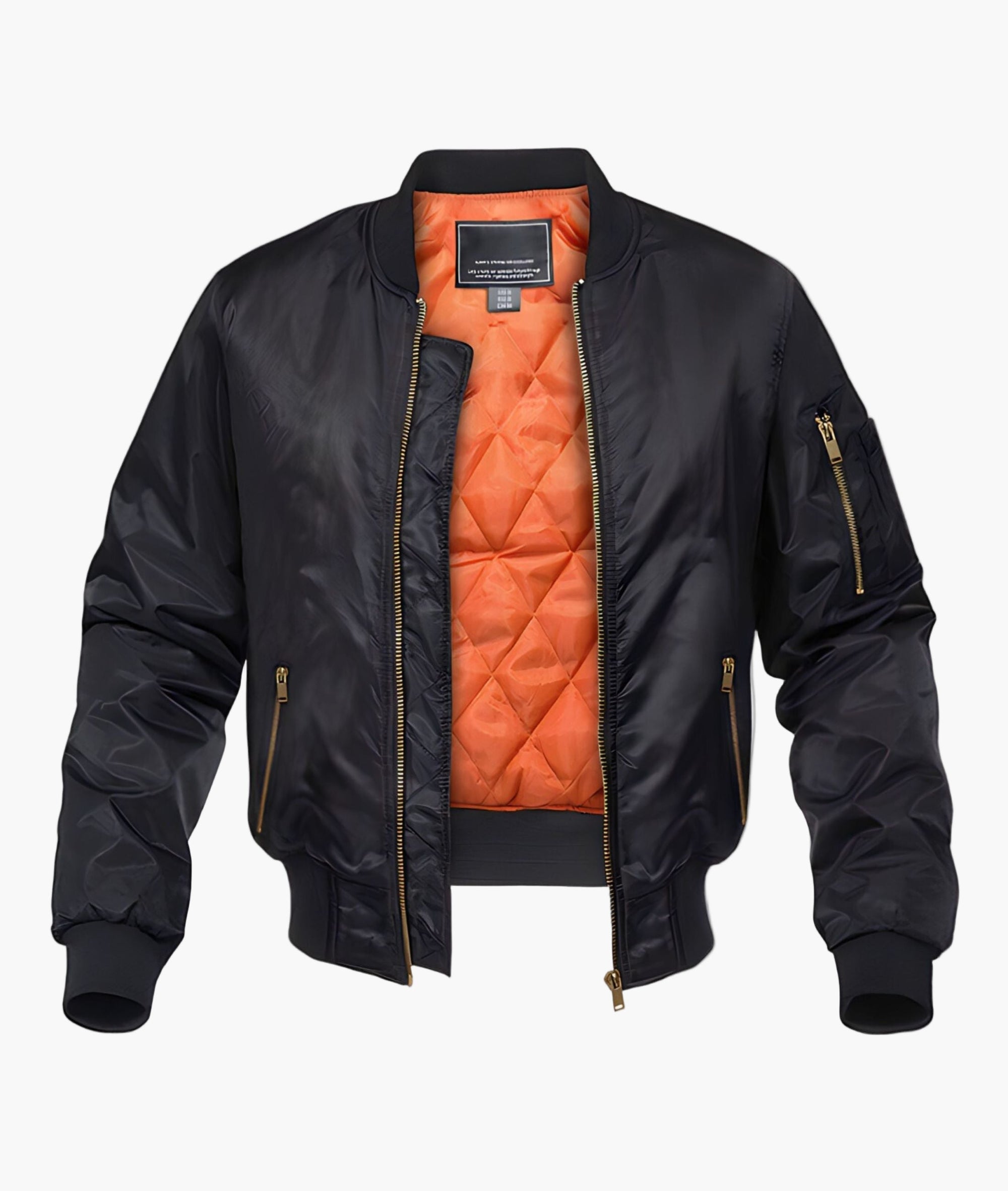 Men's quilted bomber jacket streetwear urban style in black