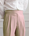 Men's pleated trousers high waist adjustable waistband in black