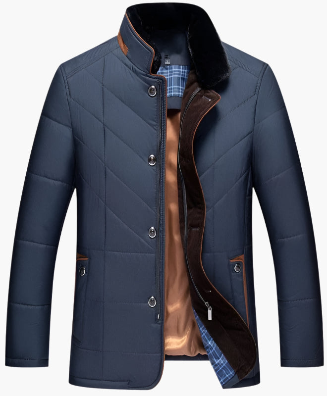 men's navy blue tailored quilted jacket business casual style