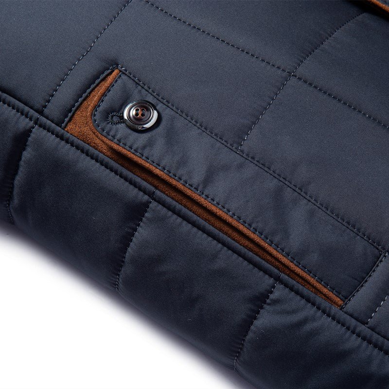 men's navy blue tailored quilted jacket business casual style