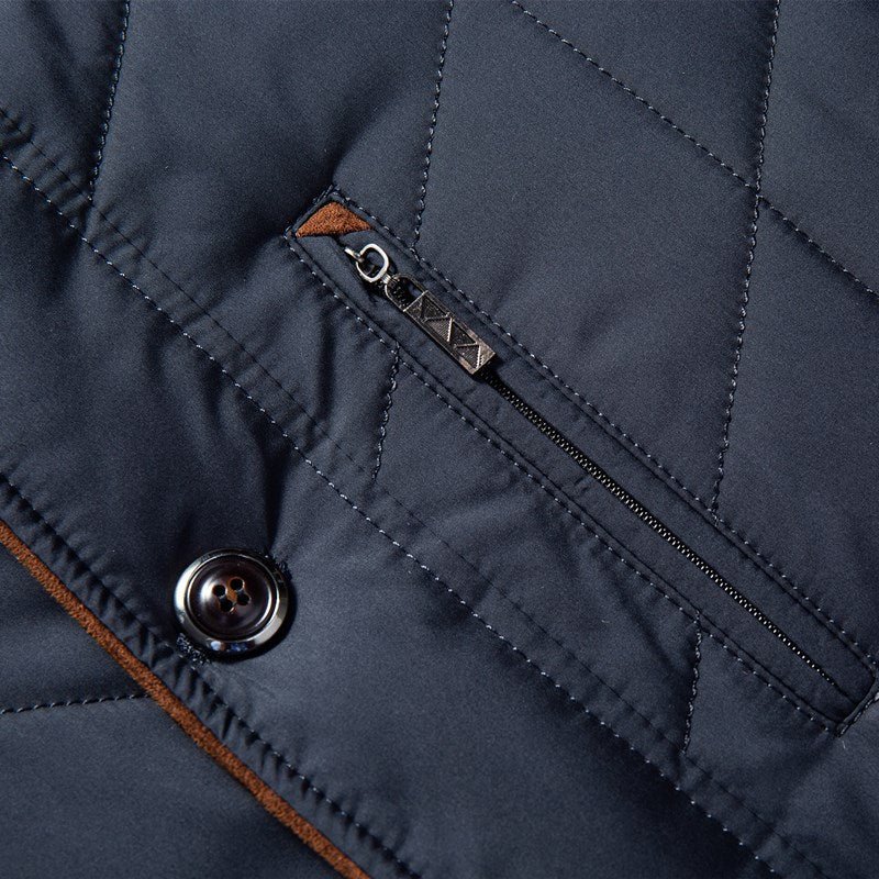 men's navy blue tailored quilted jacket business casual style