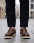 Men's chestnut brown leather slip-on loafers